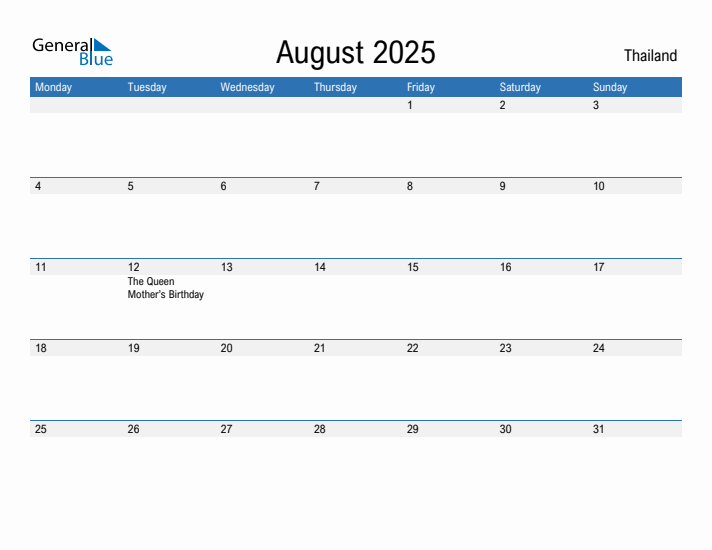 Fillable August 2025 Calendar
