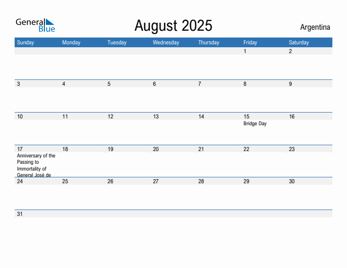 Fillable August 2025 Calendar