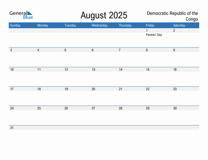 Fillable August 2025 Calendar