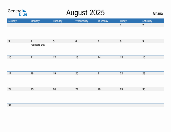 Fillable August 2025 Calendar