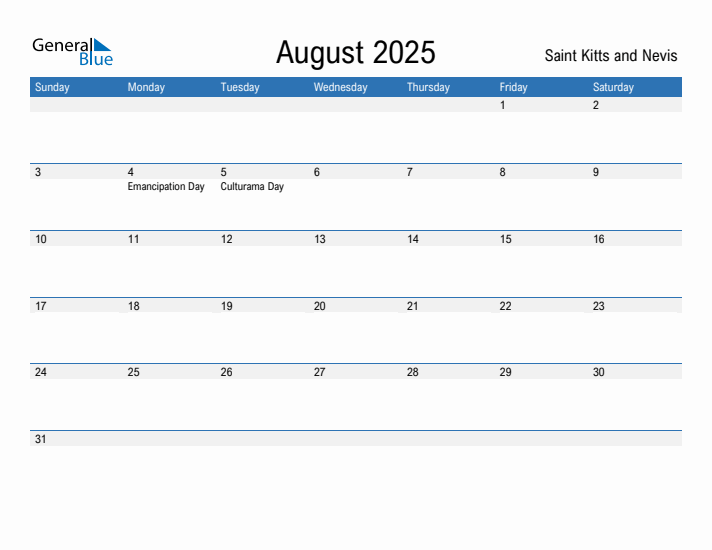 Fillable August 2025 Calendar