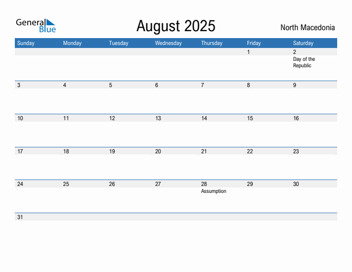 Fillable August 2025 Calendar