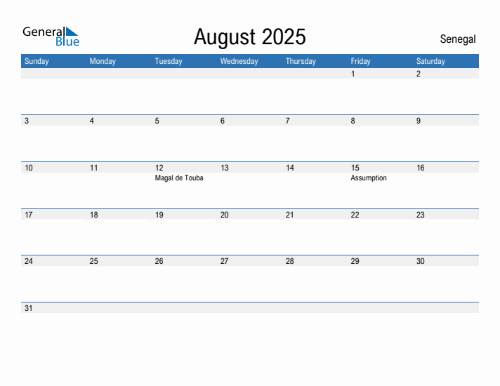 Fillable August 2025 Calendar