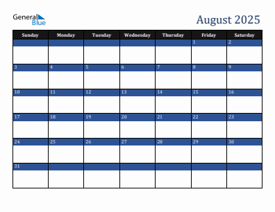 Next month calendar August 2025