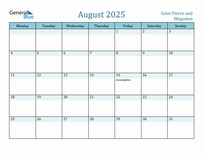 August 2025 Calendar with Holidays