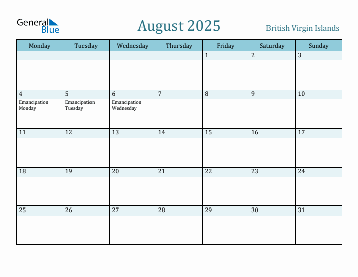 August 2025 Calendar with Holidays