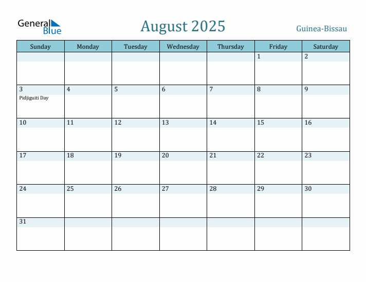 August 2025 Calendar with Holidays