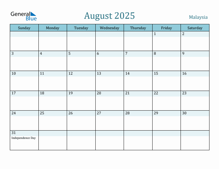 August 2025 Calendar with Holidays