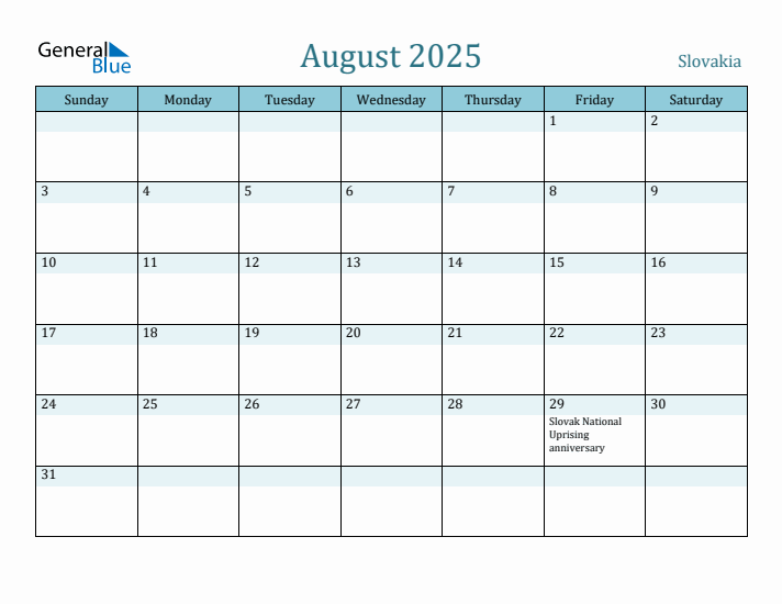 August 2025 Calendar with Holidays