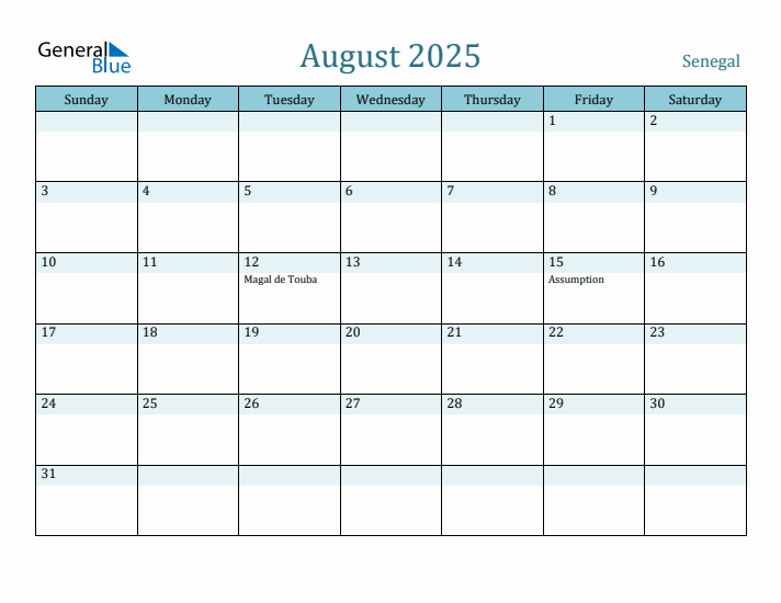 August 2025 Calendar with Holidays