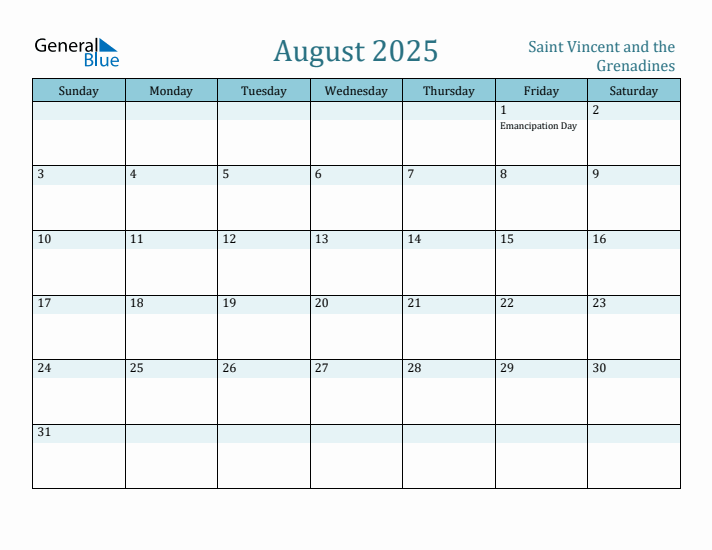 August 2025 Calendar with Holidays