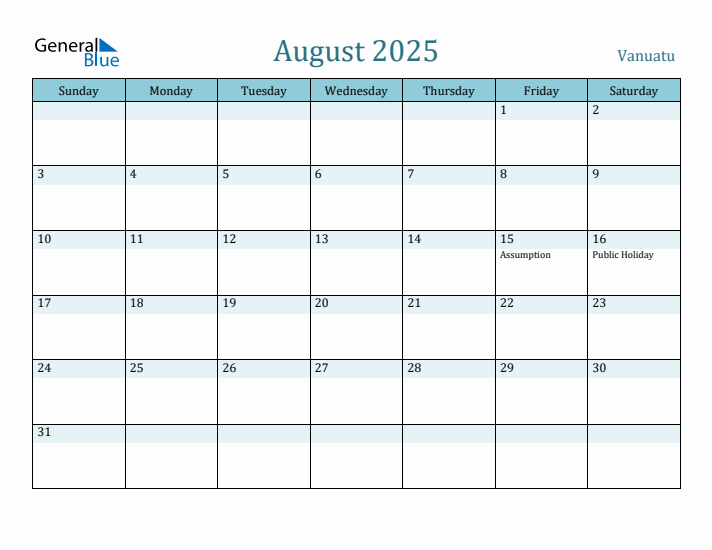 August 2025 Calendar with Holidays