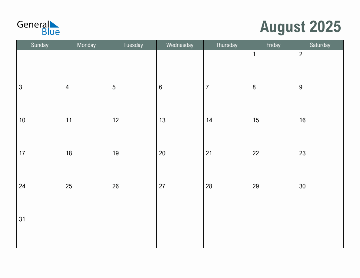 Blank August 2025 Monthly Calendar Template blank-august-2025-monthly-calendar-template