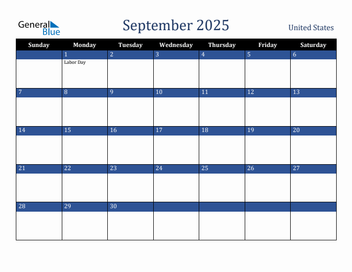 September 2025 United States Holiday Calendar