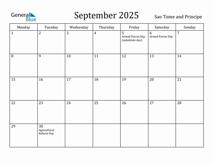 September 2025 Calendar Sao Tome and Principe