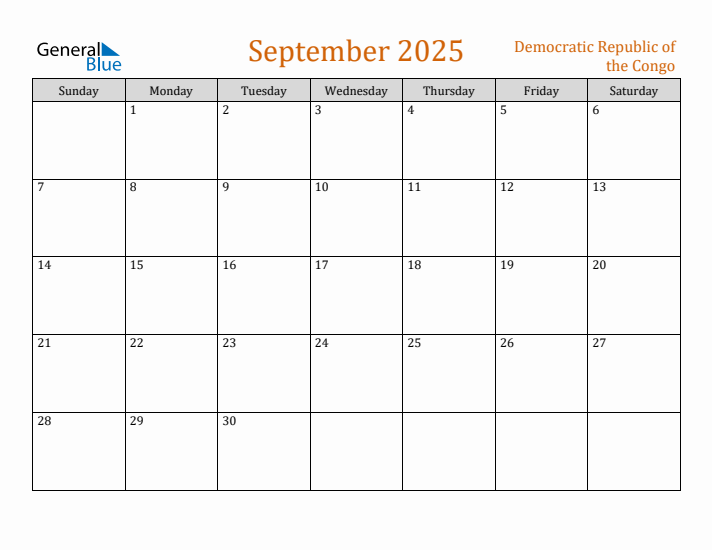 September 2025 Holiday Calendar with Sunday Start