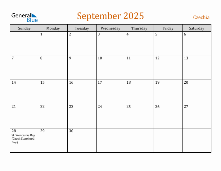 September 2025 Holiday Calendar with Sunday Start