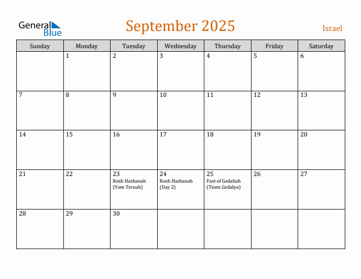 September 2025 Holiday Calendar with Sunday Start