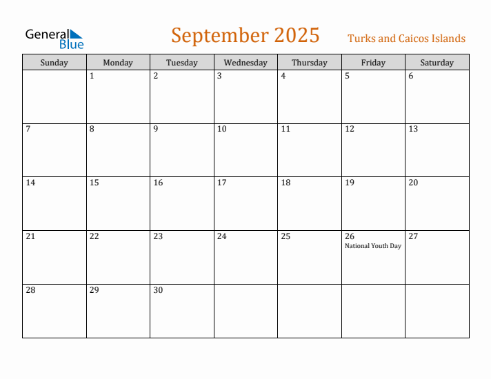 September 2025 Holiday Calendar with Sunday Start