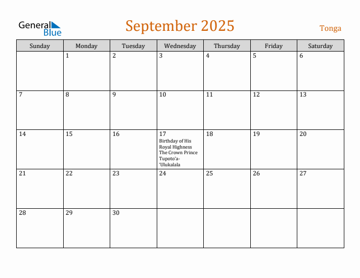 September 2025 Holiday Calendar with Sunday Start