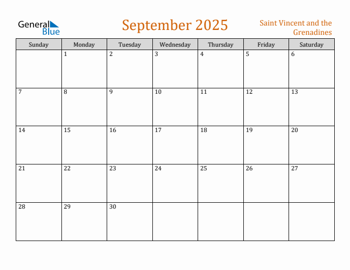 September 2025 Holiday Calendar with Sunday Start