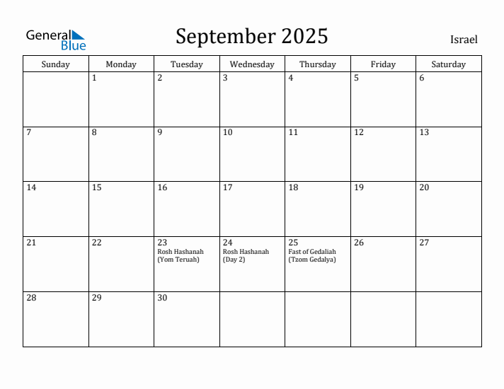 September 2025 Calendar Israel