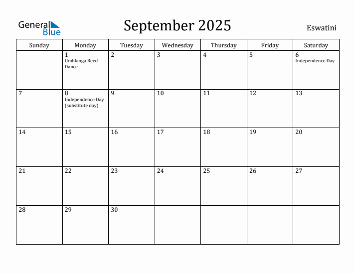 September 2025 Calendar Eswatini