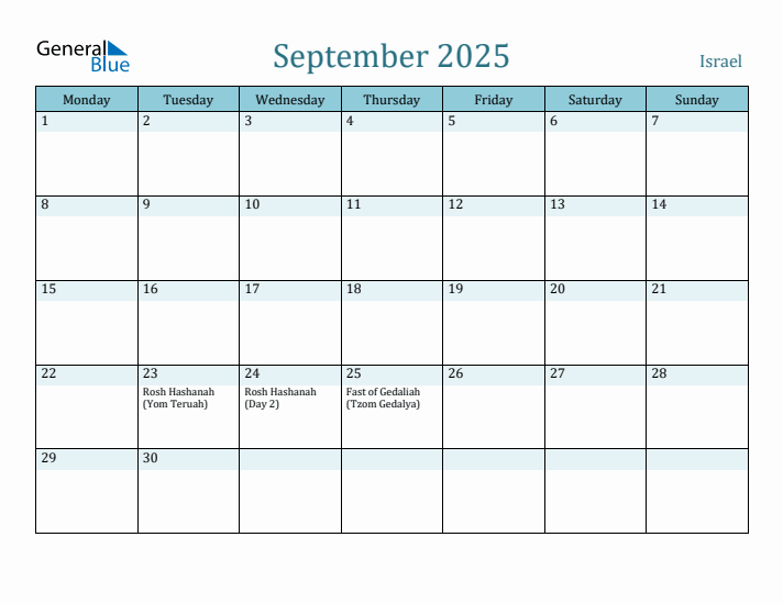 September 2025 Calendar with Holidays