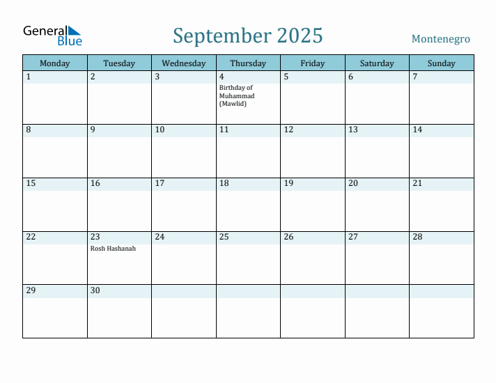 September 2025 Calendar with Holidays