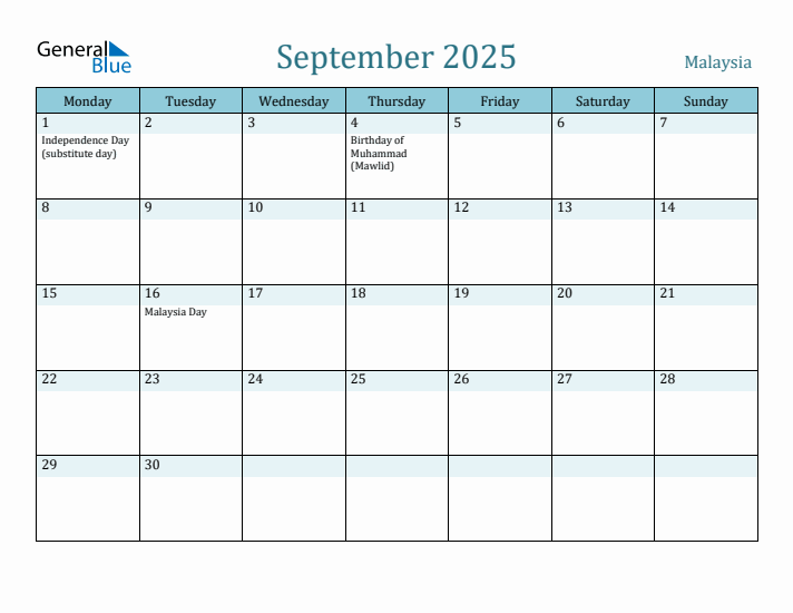 September 2025 Calendar with Holidays