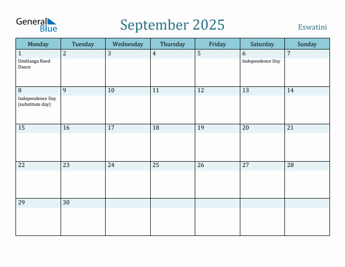 September 2025 Calendar with Holidays