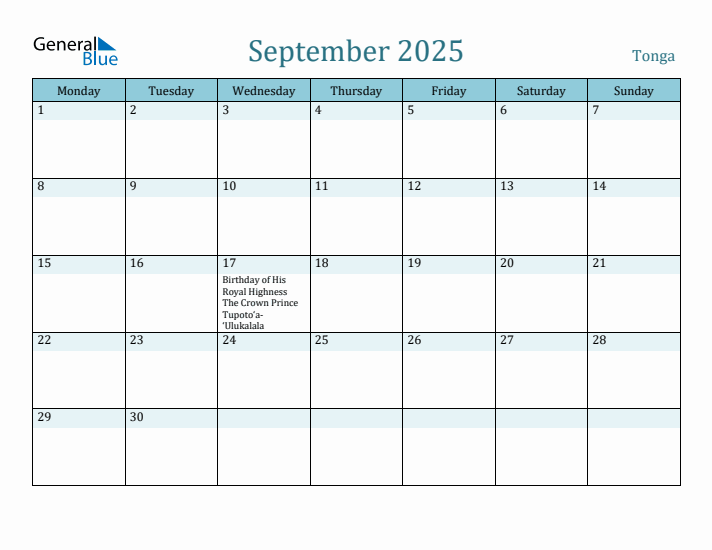 September 2025 Calendar with Holidays
