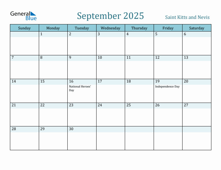 September 2025 Calendar with Holidays