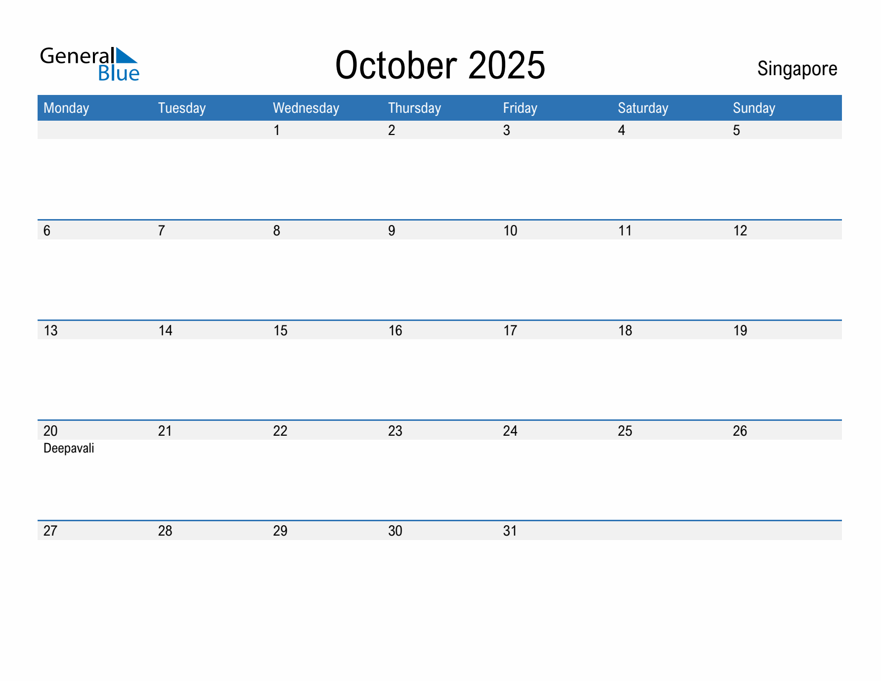 Fillable October 2025 Calendar