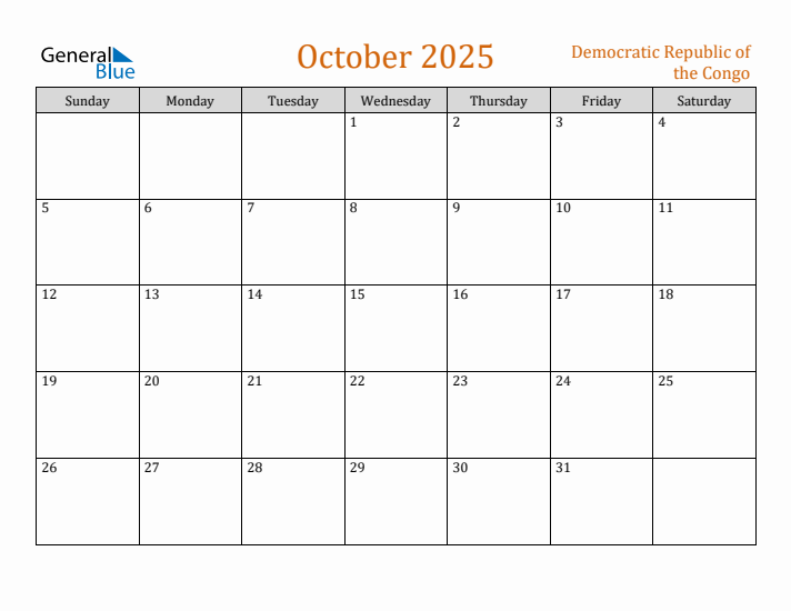 October 2025 Holiday Calendar with Sunday Start