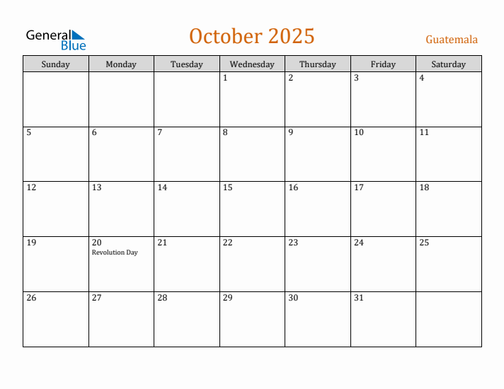 October 2025 Holiday Calendar with Sunday Start