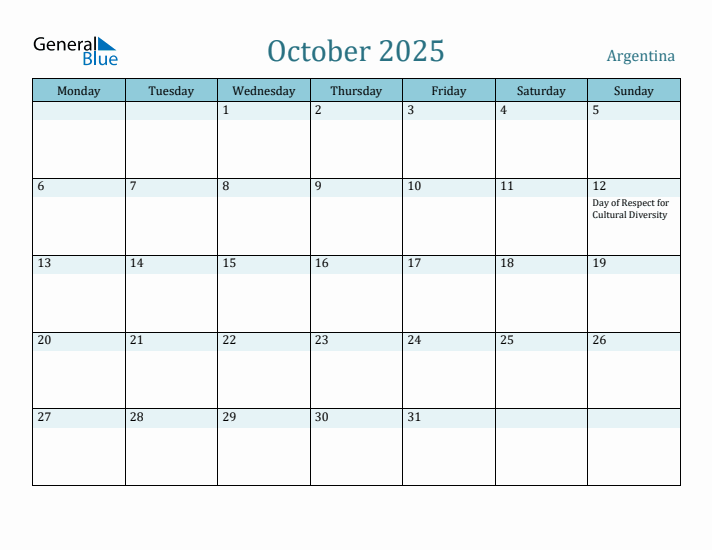 October 2025 Calendar with Holidays