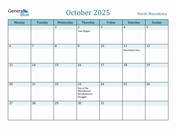 October 2025 Calendar with Holidays