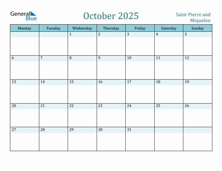 October 2025 Calendar with Holidays