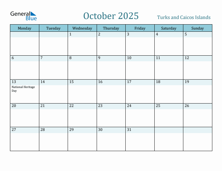 October 2025 Calendar with Holidays