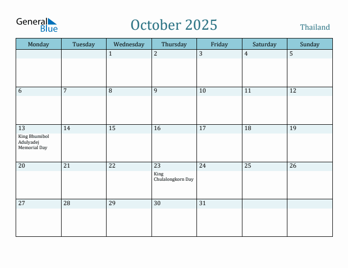 October 2025 Calendar with Holidays