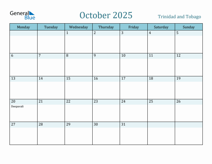 October 2025 Calendar with Holidays