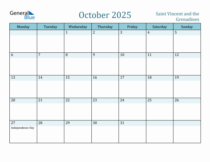 October 2025 Calendar with Holidays