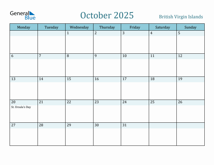 October 2025 Calendar with Holidays