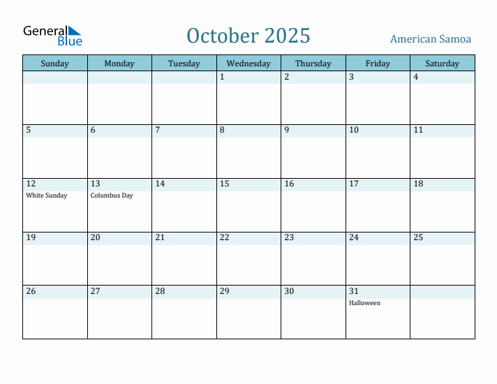 October 2025 Calendar with Holidays