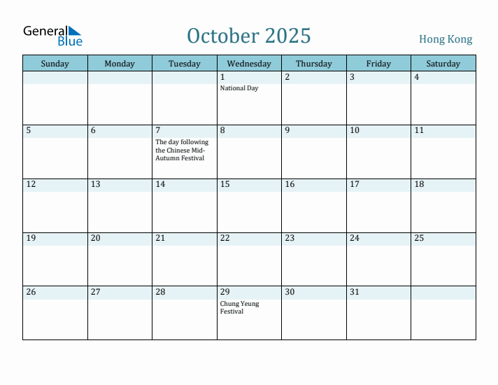 October 2025 Calendar with Holidays