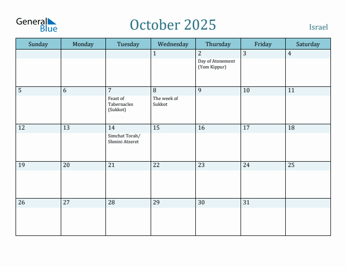October 2025 Calendar with Holidays