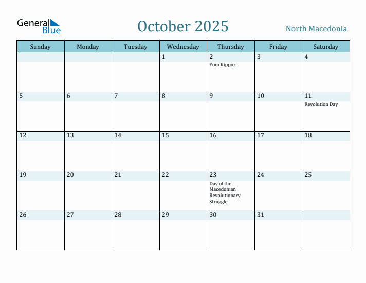 October 2025 Calendar with Holidays