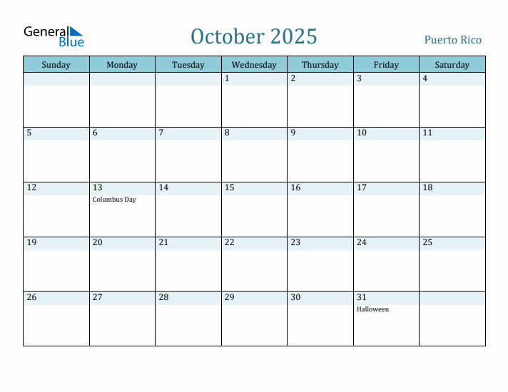 October 2025 Calendar with Holidays