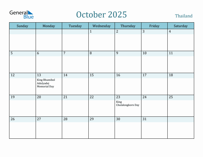 October 2025 Calendar with Holidays